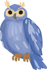Cartoon owl illustration on transparent background.
