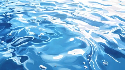 Tranquil Summer Serenity - Detailed Illustration of Rippled Blue Water Surface Reflecting Peaceful Summertime Atmosphere