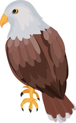 Cartoon eagle illustration on transparent background.
