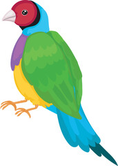 Cartoon parrot illustration on transparent background.

