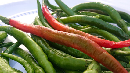 red and green chili peppers