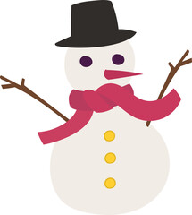 Snowman illustration on transparent background.
