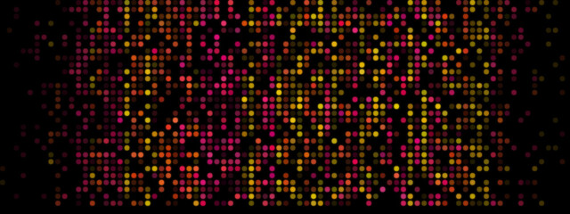 Abstract Pixel Background: Red, Orange, and Yellow Pixels on Black Screen