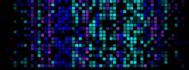 Abstract Pixel Background: Blue, Turquoise, and Purple on Black