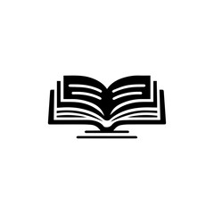 Book Icon: Black and White Vector Illustration for Timeless Design