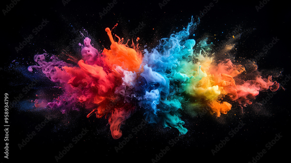 Leinwandbilder explosion of colorful acrylic. a vibrant explosion of colorful smoke swirling dynamically, creating 