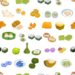 Thai dessert seamless pattern background.
