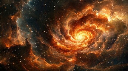 Obraz premium A vibrant cosmic swirl depicting a galaxy with swirling colors and stars.