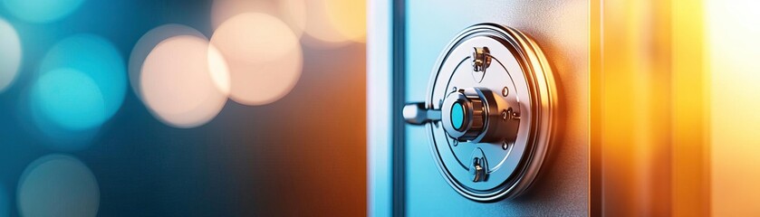 Fototapeta premium Close-up view of a secure vault door with intricate locking mechanism, symbolizing safety and protection of valuable assets.