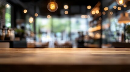 Fototapeta premium A cozy caf? interior with warm lighting, creating an inviting atmosphere for relaxation and socializing.
