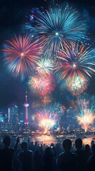 fireworks background at night party, new year's eve party