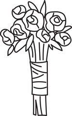 Hand drawn bouquet illustration on transparent background.

