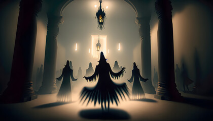 Halloween Spectral Soirée: Dancing Ghosts in Abandoned Castle