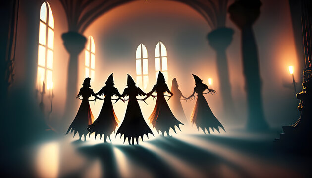 Halloween Spectral Soirée: Dancing Ghosts in Abandoned Castle