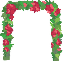 Beautiful wedding flower arch illustration on transparent background.
