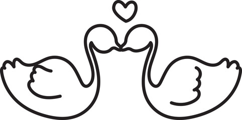 Hand drawn duck couple illustration on transparent background.
