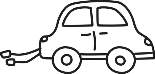 Hand drawn wedding car illustration on transparent background.
