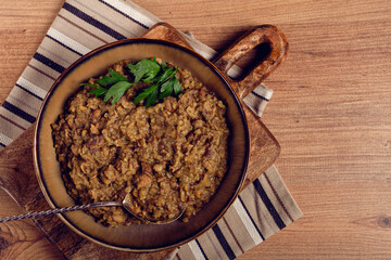 lobio, a traditional Georgian dish, boiled beans, homemade, no people,