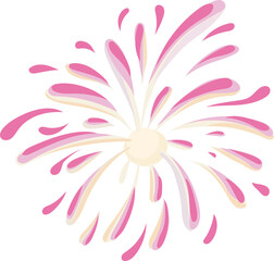 Pink fireworks illustration on transparent background.

