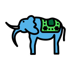 Decorated Elephant Vector Filled Icon Design