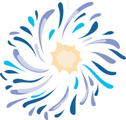 Blue fireworks illustration on transparent background.
