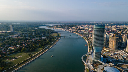 Fototapeta premium Aerial view of Belgrade, capital of Serbia.