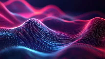 Futuristic resonance wave background with abstract, intertwining patterns and energetic lines, ideal for tech-oriented visuals.