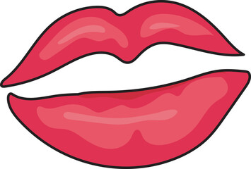 Cartoon mouth illustration on transparent background.
