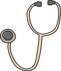 Cartoon stethoscope illustration on transparent background.
