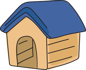 Cartoon animal house illustration on transparent background.
