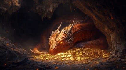 Dragon's Hoard: Glowing Eyes in the Dark Cave