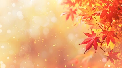 Fototapeta premium Autumn fall season orange colorful watercolor background design with orange leaves and flower Thanksgiving greetings wallpaper