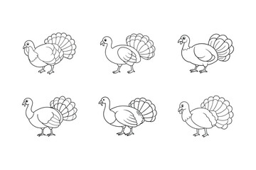 Turkey Thanksgiving vector line art illustration
