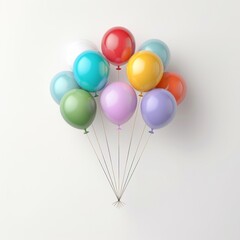 Balloons in the air, celebration element, hyper-realistic illustration, colorful and vibrant, isolated on white background