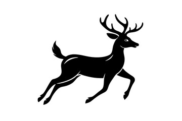 Deer Running Silhouette Vector Illustration - Animal Wildlife Clipart