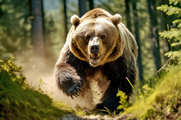 Fototapeta premium Grizzly Bear Animal In The Nature Majestic Wilderness