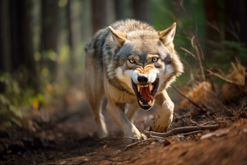 Obraz premium Wolf Animal Nature In The Majestic Wilderness