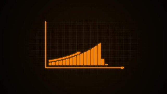 Abstract business graph chart icon. Financial business diagram charts and stock numbers showing profits over time dynamically, a finance 4K corporate business growth.