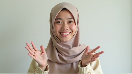 Peace Sign Hijabi Woman