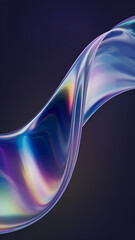 Holographic 3D Abstract Wave Pattern Fluidity and Motion with Iridescent Colors for Cutting-Edge Digital Art and Futuristic Design Projects