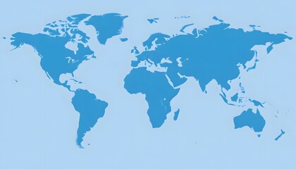 Obraz premium A world map showing the continents and major landmasses in shades of blue