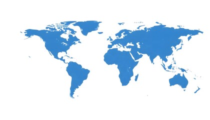 Obraz premium A world map showing the continents and major landmasses in shades of blue