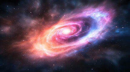 A nebula dissolving into abstract, flowing lines that spiral into a galaxy