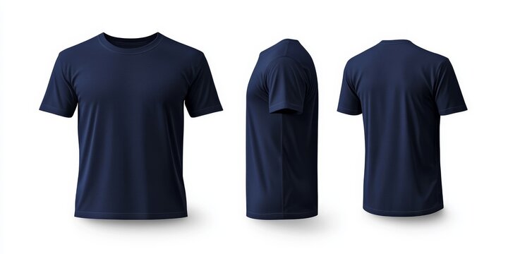 This incredibly versatile navy blue tshirt mockup serves as the ideal choice for showcasing a diverse range of casual designs, making it perfect for both retail display and advertising campaigns