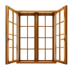 Open Wooden Window With Panes