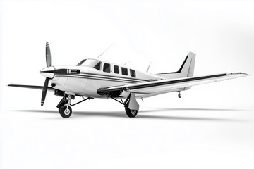Private jet isolated on white background, Small airplane with jet engine, Luxury aircraft with shadow on the floor.	
