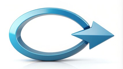 A stylized illustration of a bold arrow circling around a semi-circle, conveying a sense of movement, progress, and