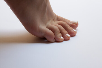 foot female dancer toes nails glossy polish