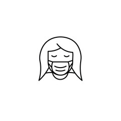 Woman in medical face protection mask. Vector icon of people wearing protective surgical masks. Illustration for disease, coronavirus, quarantine, social distance concepts