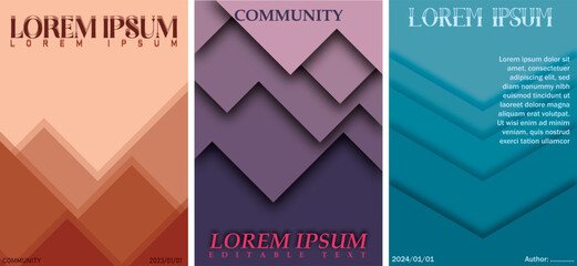 Modern abstract A4 size book cover, flyer, poster brochure with geometric shapes and vibrant gradients for a community event. Perfect for eye-catching promotions.